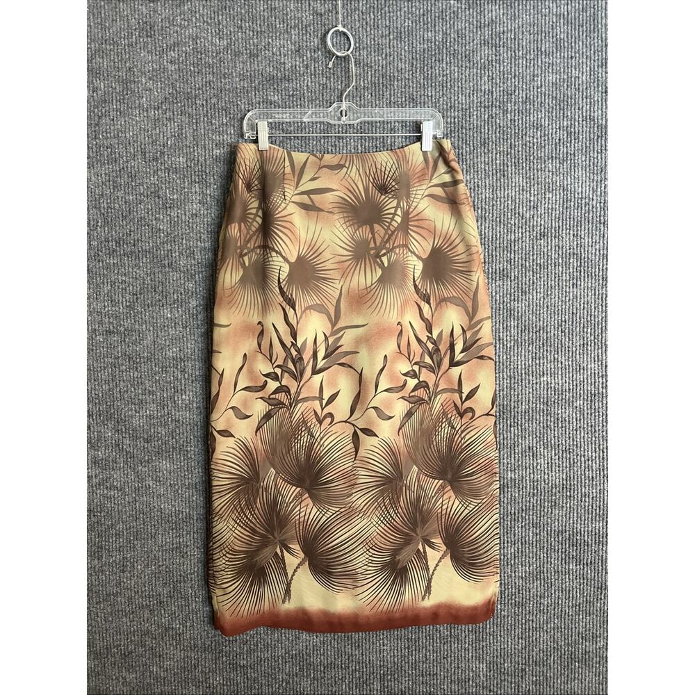 Vintage Tailor Womens Midi Skirt Size 12 Botanical Floral Slit Side Y2K Boho
